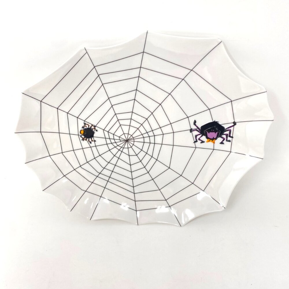 Target Halloween Figural Spider Web Plate Melamine White Decor Party Snacks B33